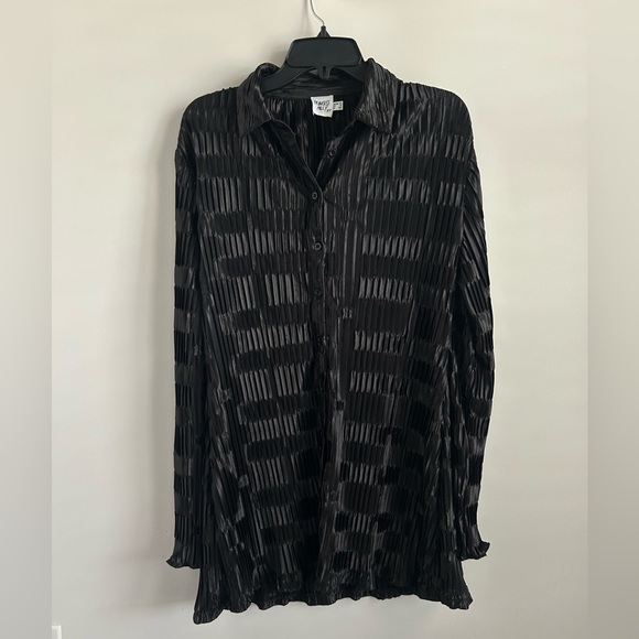 PRINCESS POLLY Black Textured Shirt Dress Avant Garde Fairy Goth Whimsigoth Sz 8 - Picture 8 of 14